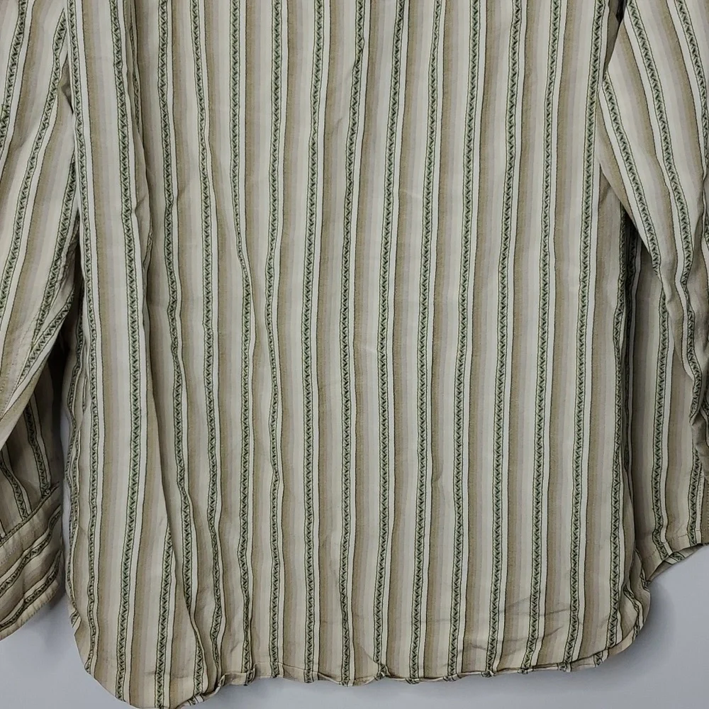 Tommy Bahama Button Down Shirt Vertical Striping Collar Island Tan Mens XL - Picture 9 of 10